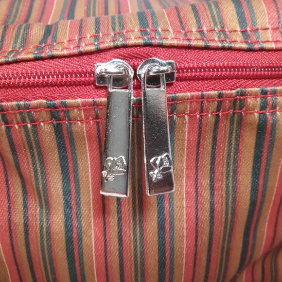 Lancôme Promo Cosmetic Bag Make Up Purse Red Striped Travel Pouch w/Handle 9x4" - Picture 4 of 9